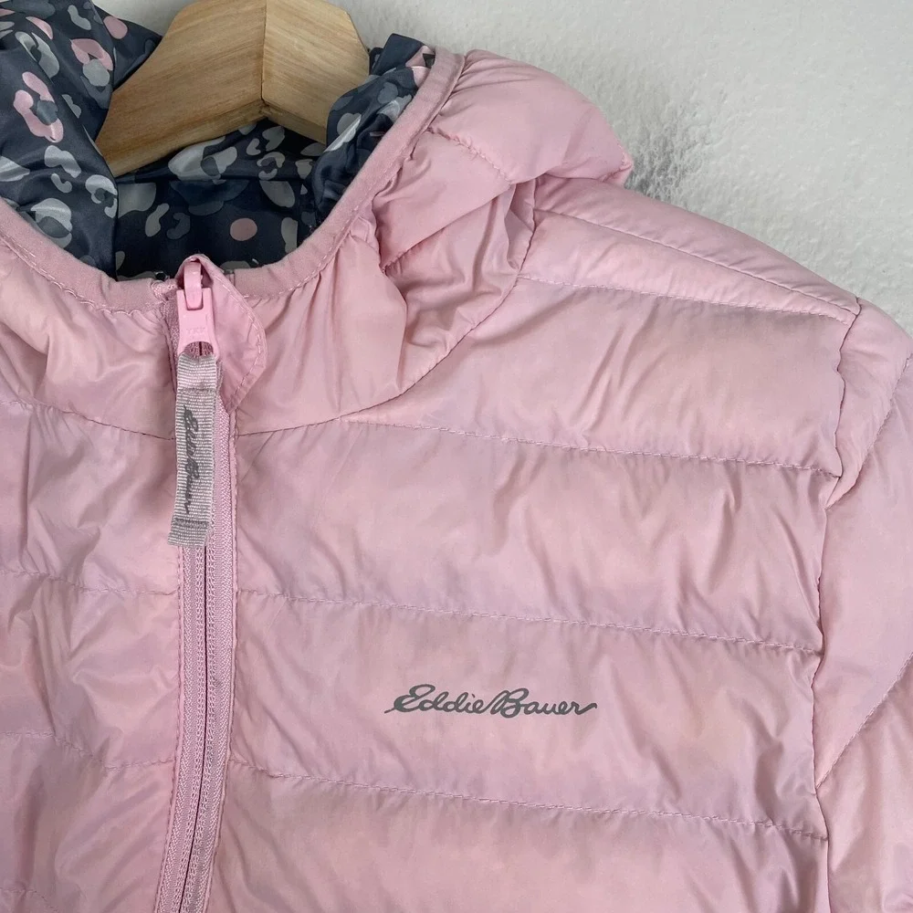 Eddie Bauer Girls Large 14/16‎ Reversible Puffer Down Jacket Zip Up Hooded